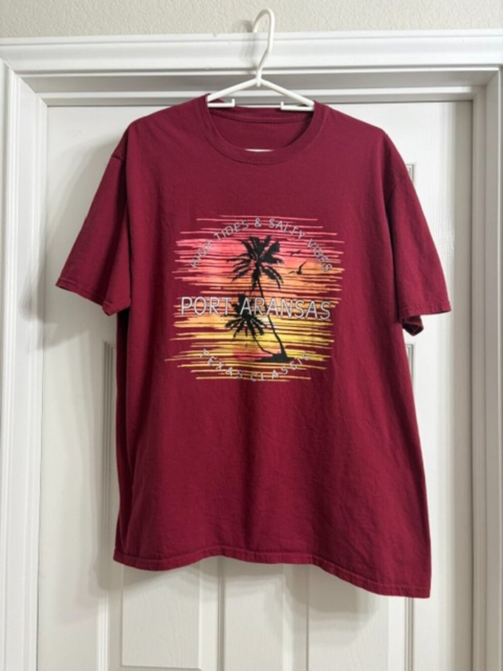 Women's Burgundy Color High Tides & Salty Vibes Texas Classic T-Shirt